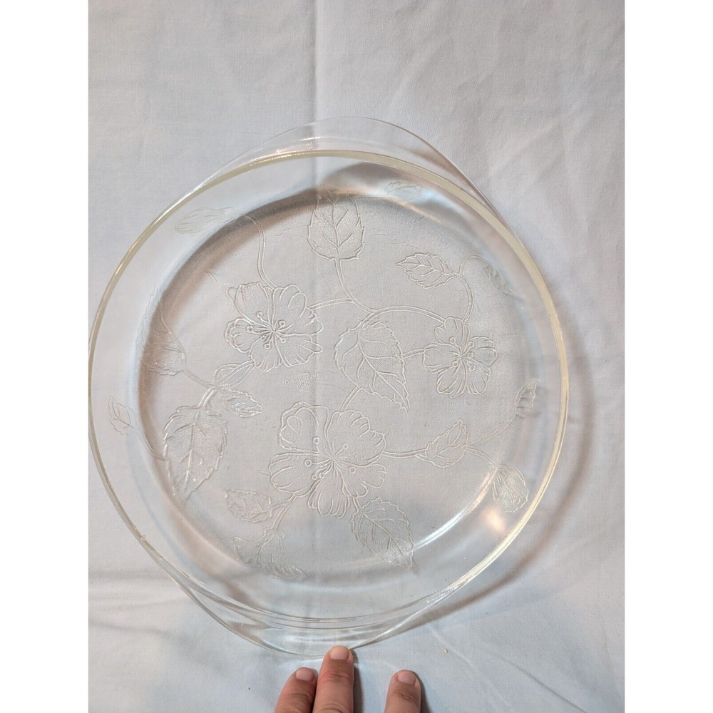 Vintage Clear Glass Sandwich Cake Serving Plate Flower‎ Vine Pattern
